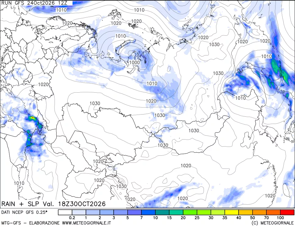 mappa Precipitazioni e pressione SLM