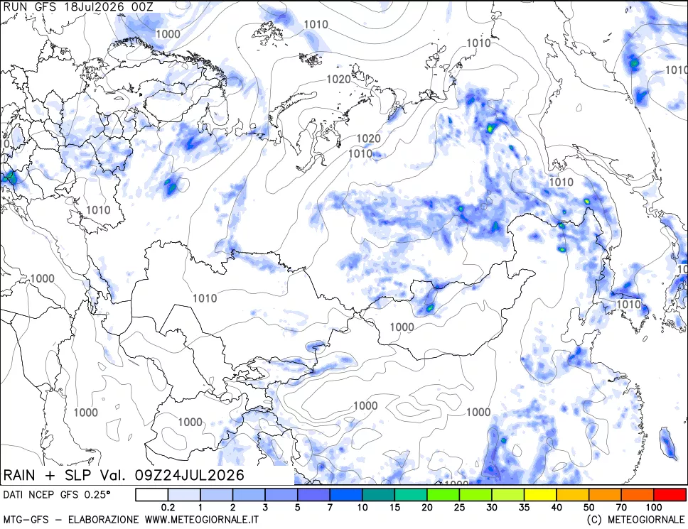 mappa Precipitazioni e pressione SLM