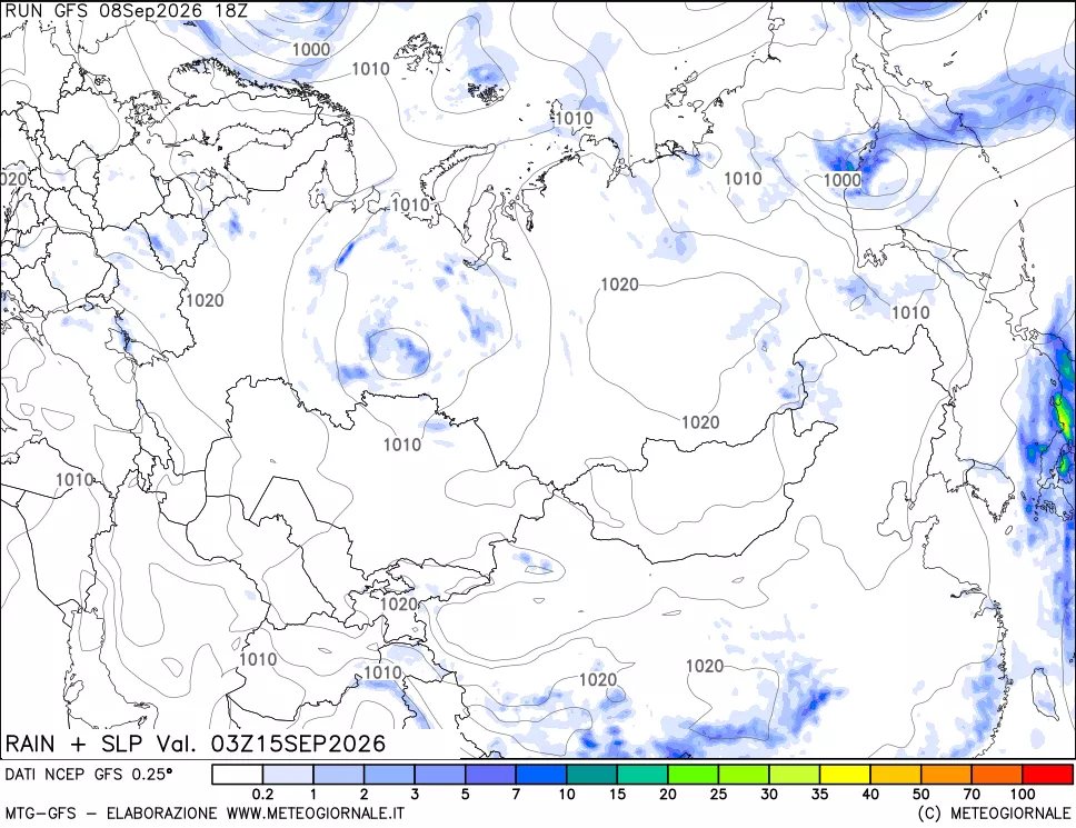 mappa Precipitazioni e pressione SLM