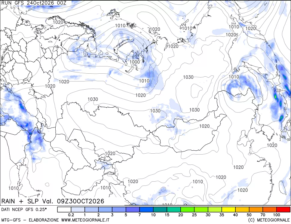 mappa Precipitazioni e pressione SLM