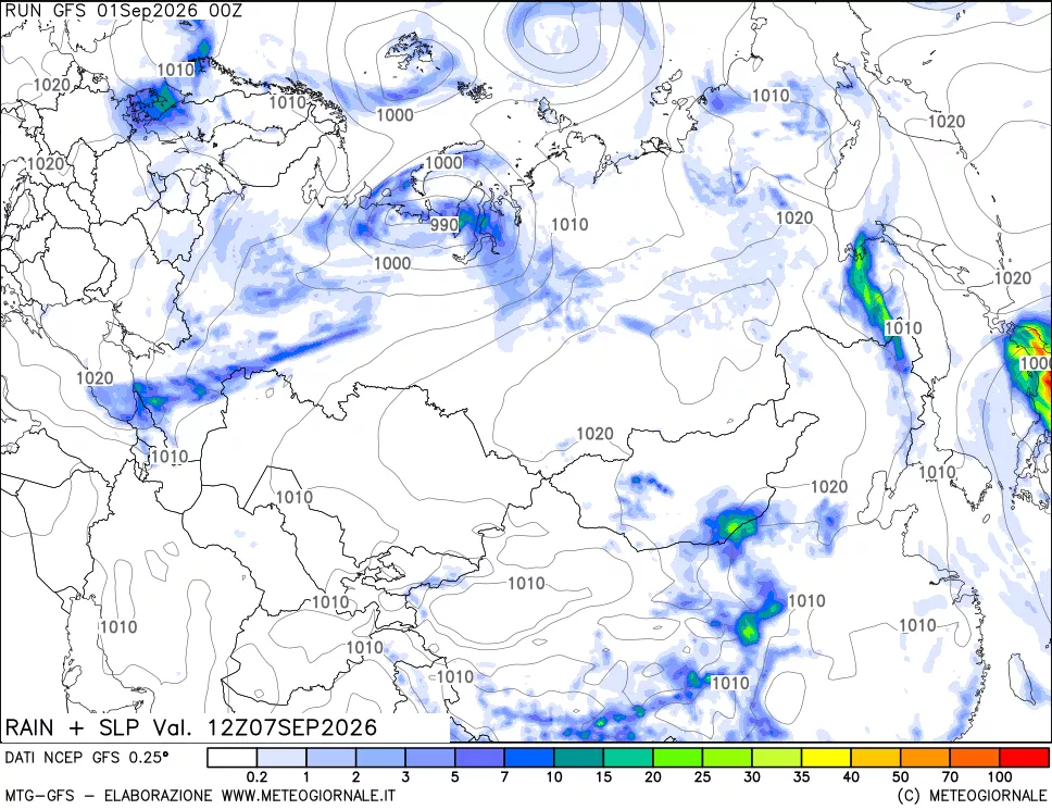 mappa Precipitazioni e pressione SLM
