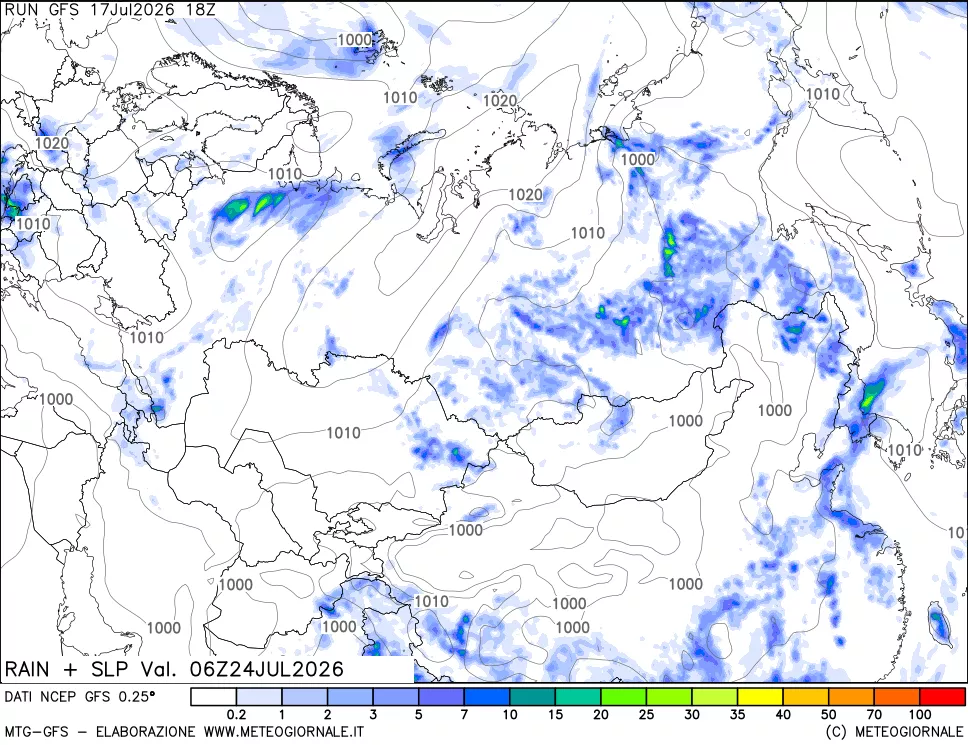 mappa Precipitazioni e pressione SLM