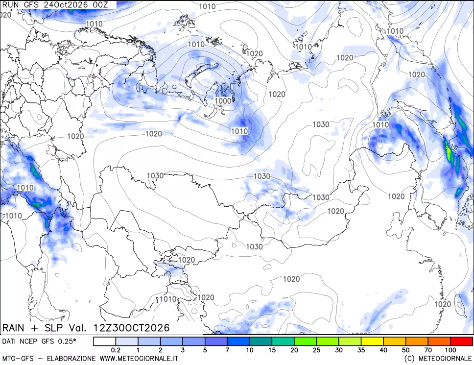 mappa Precipitazioni e pressione SLM