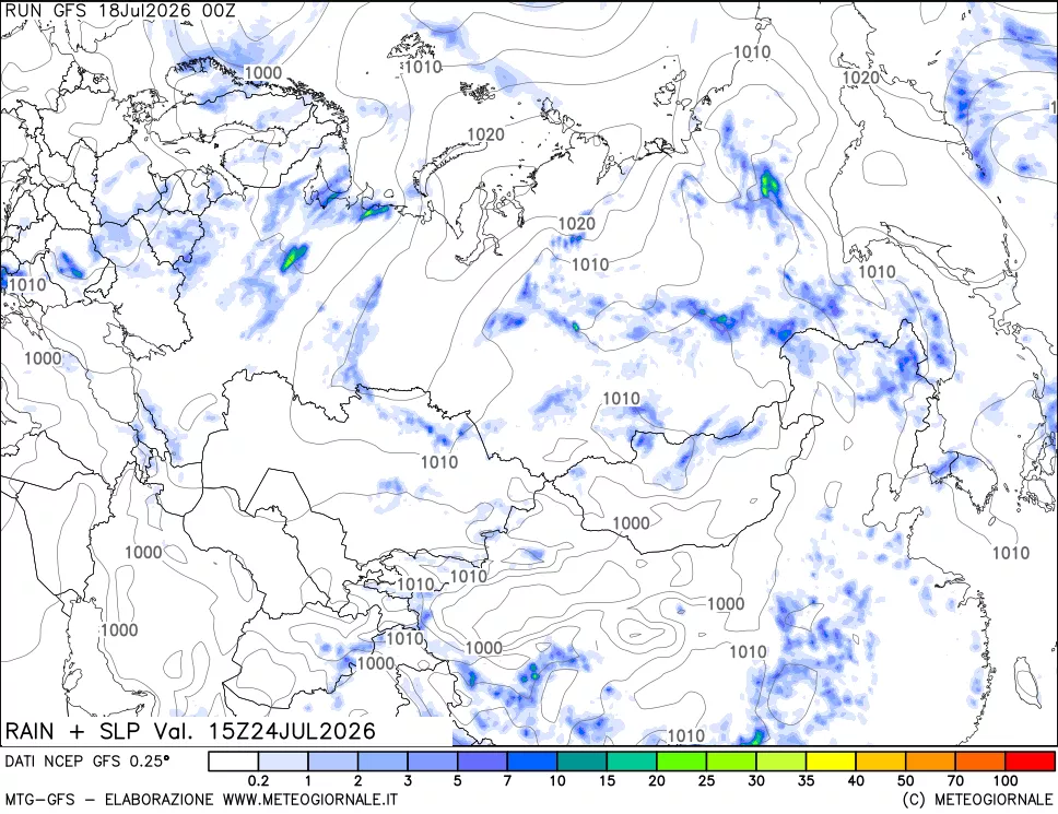mappa Precipitazioni e pressione SLM