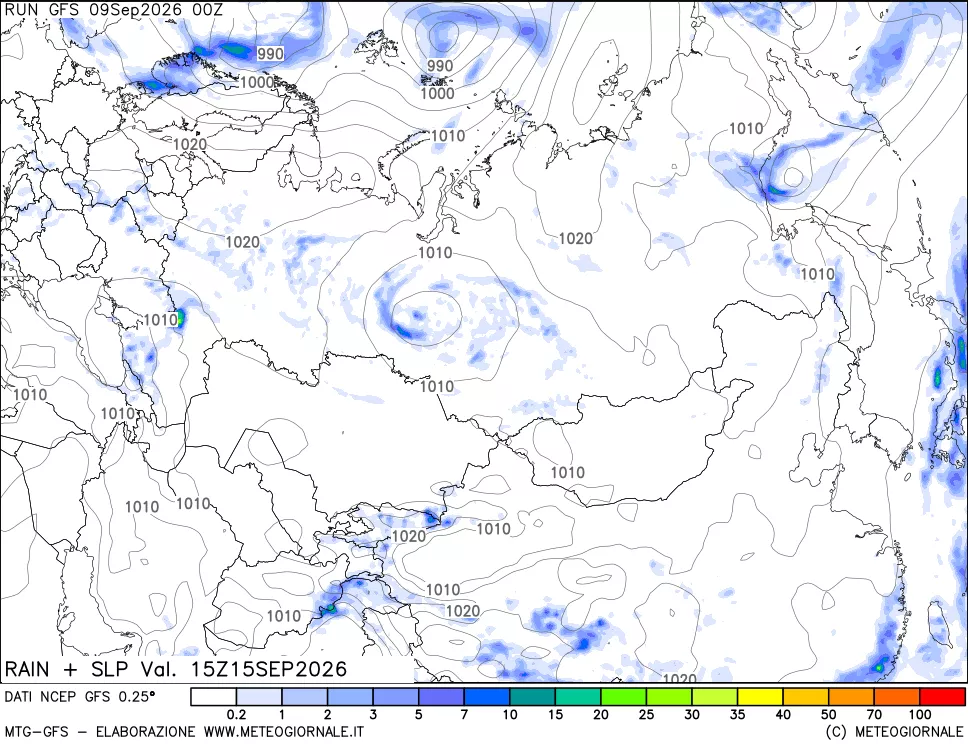 mappa Precipitazioni e pressione SLM