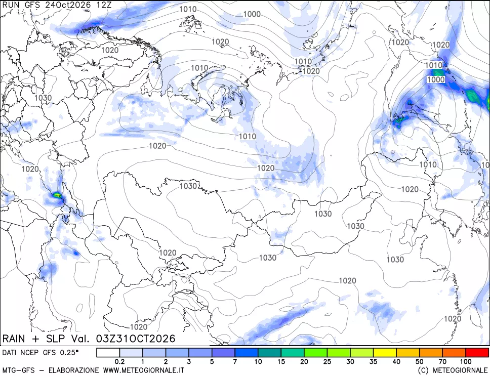mappa Precipitazioni e pressione SLM