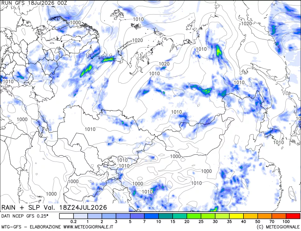mappa Precipitazioni e pressione SLM