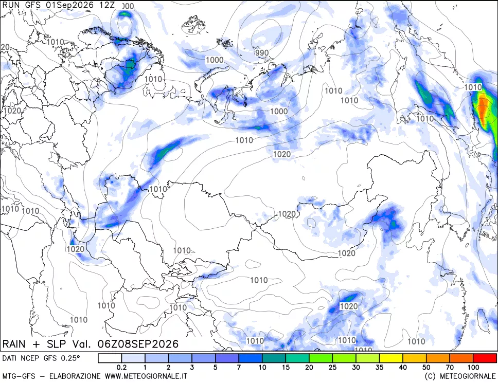 mappa Precipitazioni e pressione SLM