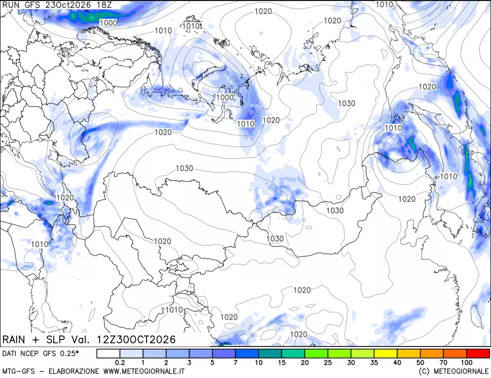 mappa Precipitazioni e pressione SLM
