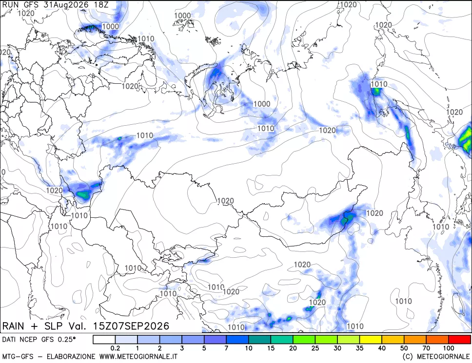 mappa Precipitazioni e pressione SLM
