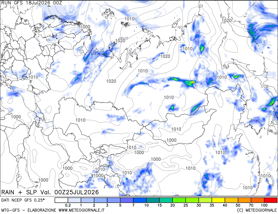 mappa Precipitazioni e pressione SLM