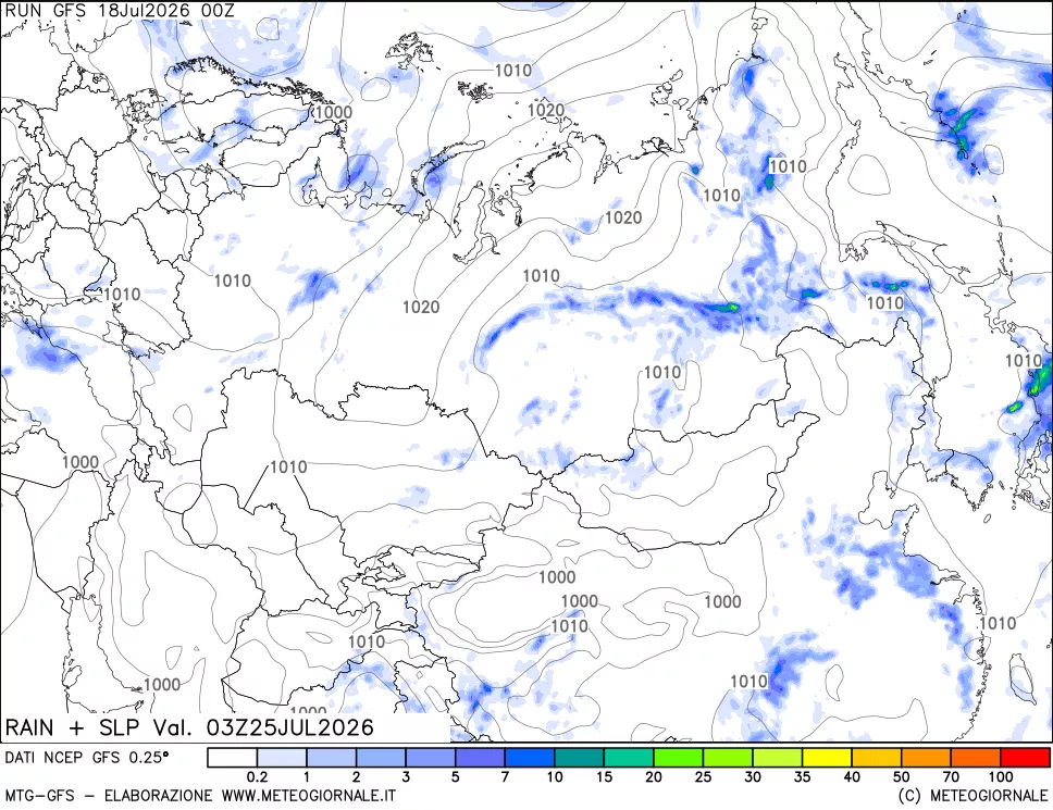 mappa Precipitazioni e pressione SLM