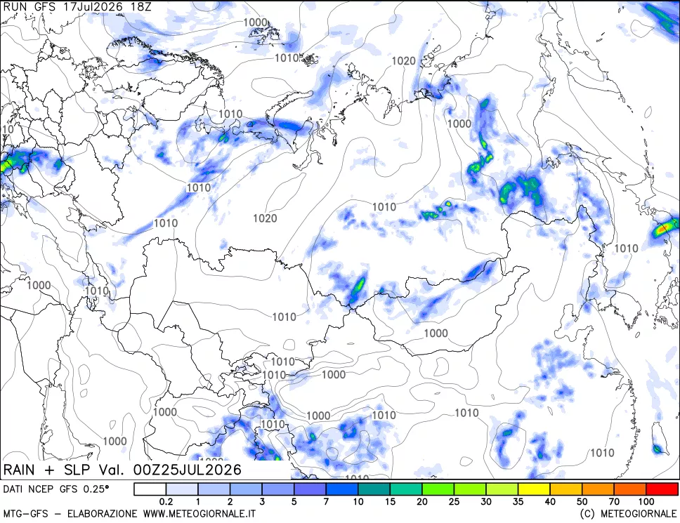 mappa Precipitazioni e pressione SLM