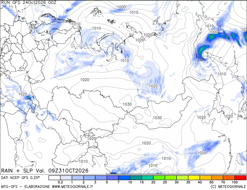mappa Precipitazioni e pressione SLM