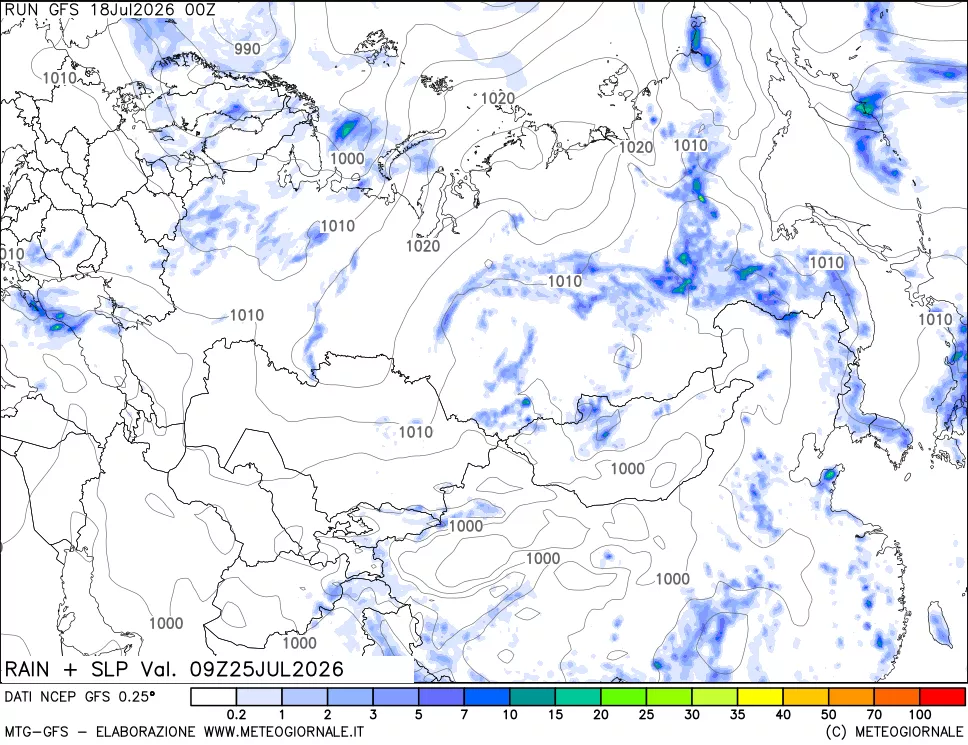 mappa Precipitazioni e pressione SLM