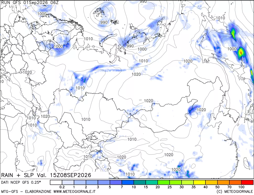 mappa Precipitazioni e pressione SLM