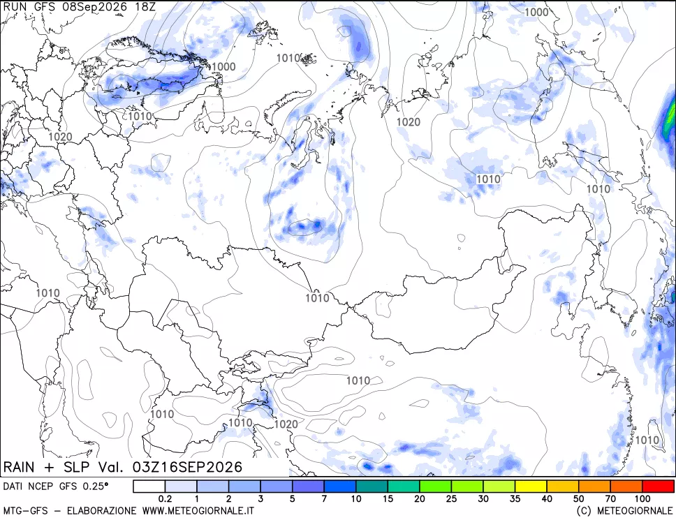 mappa Precipitazioni e pressione SLM