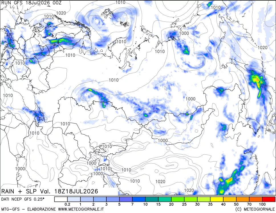 mappa Precipitazioni e pressione SLM