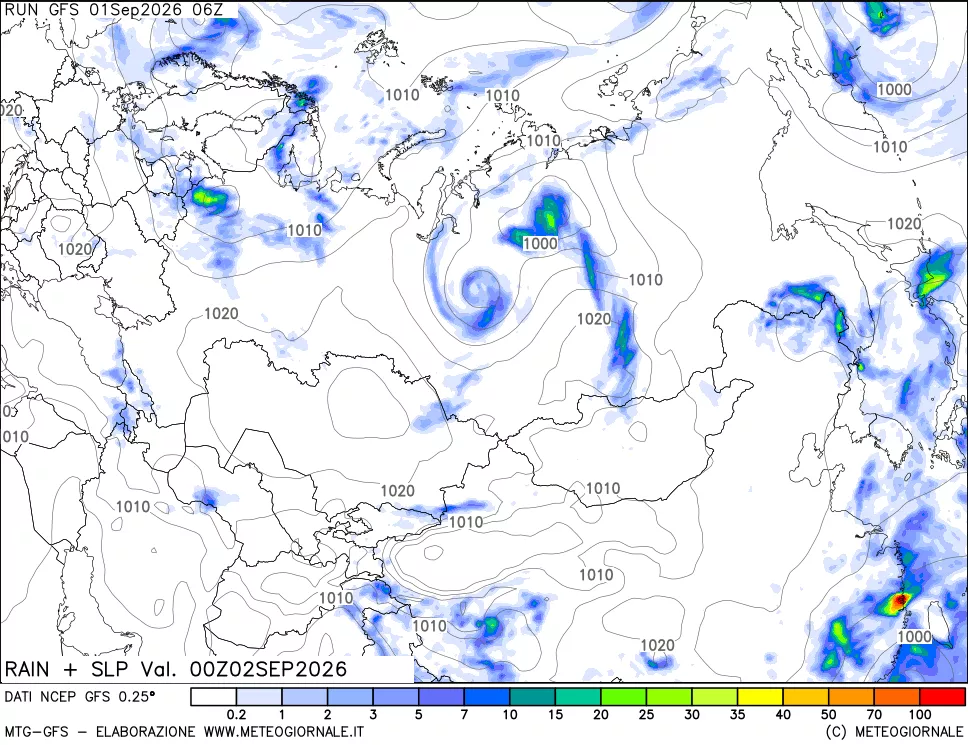mappa Precipitazioni e pressione SLM