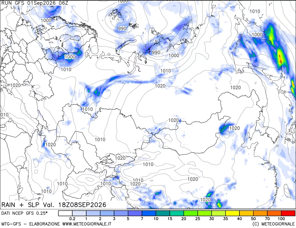 mappa Precipitazioni e pressione SLM