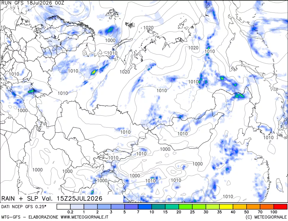 mappa Precipitazioni e pressione SLM