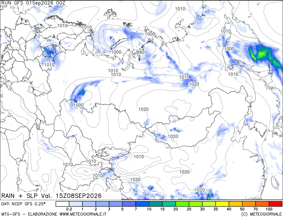 mappa Precipitazioni e pressione SLM