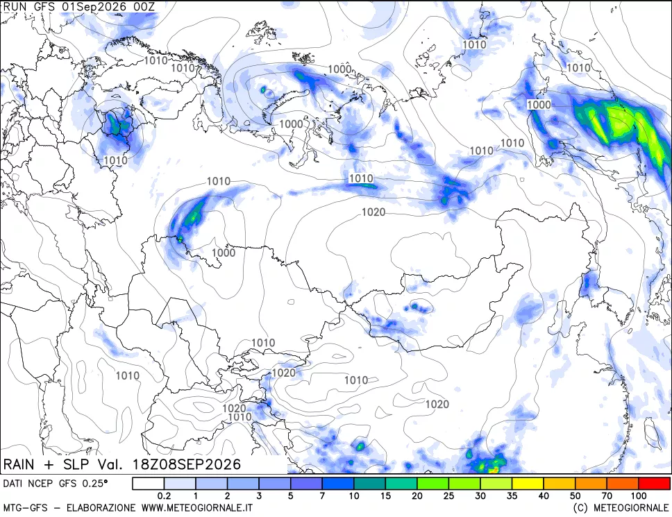 mappa Precipitazioni e pressione SLM