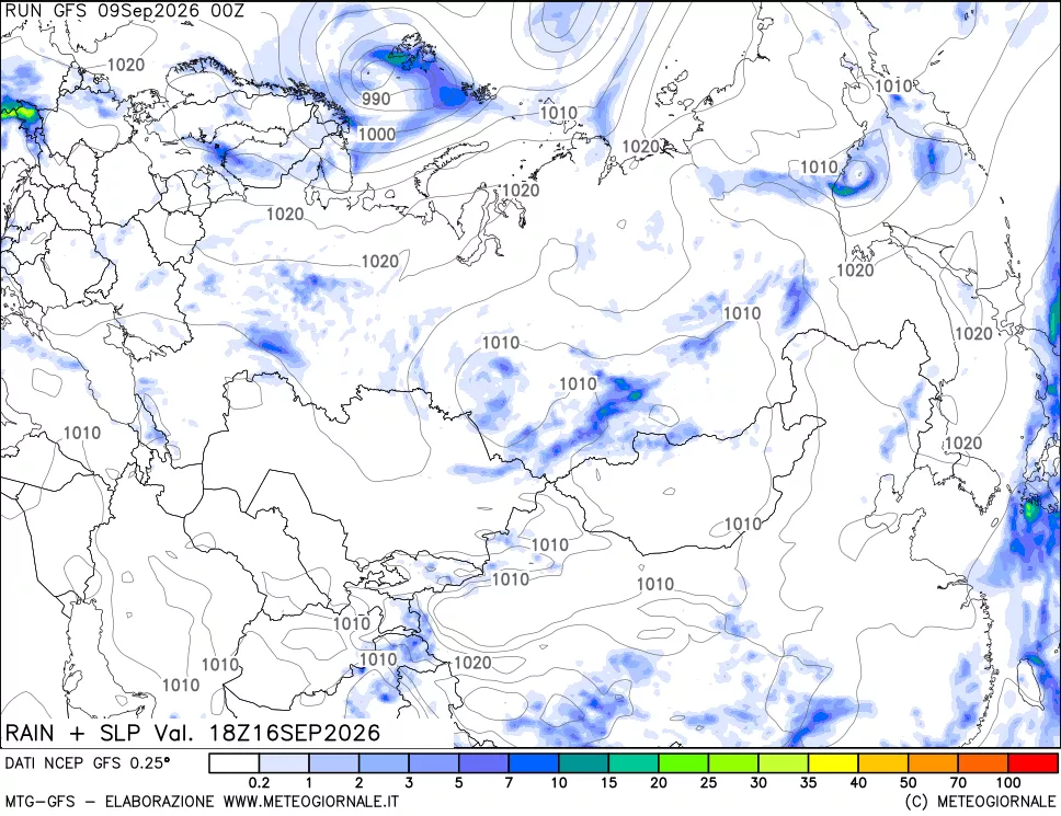 mappa Precipitazioni e pressione SLM