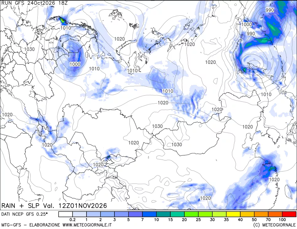 mappa Precipitazioni e pressione SLM