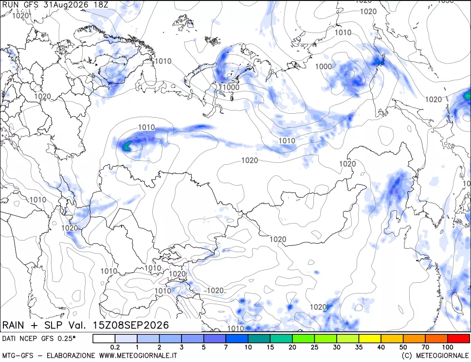 mappa Precipitazioni e pressione SLM