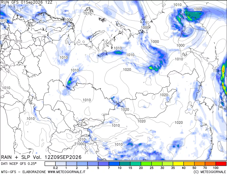 mappa Precipitazioni e pressione SLM