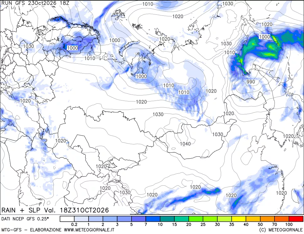 mappa Precipitazioni e pressione SLM