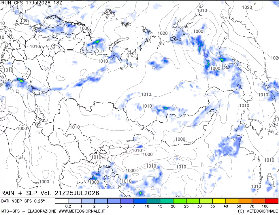 mappa Precipitazioni e pressione SLM