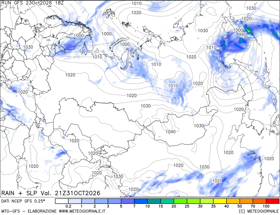 mappa Precipitazioni e pressione SLM