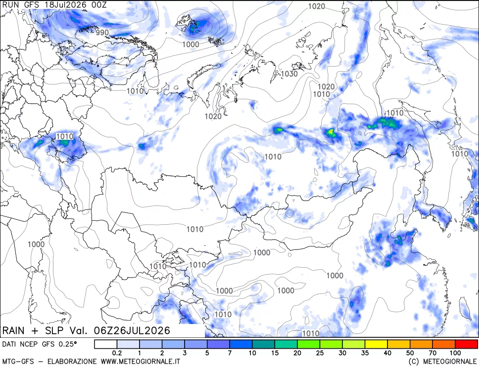mappa Precipitazioni e pressione SLM