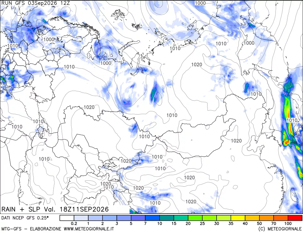 mappa Precipitazioni e pressione SLM