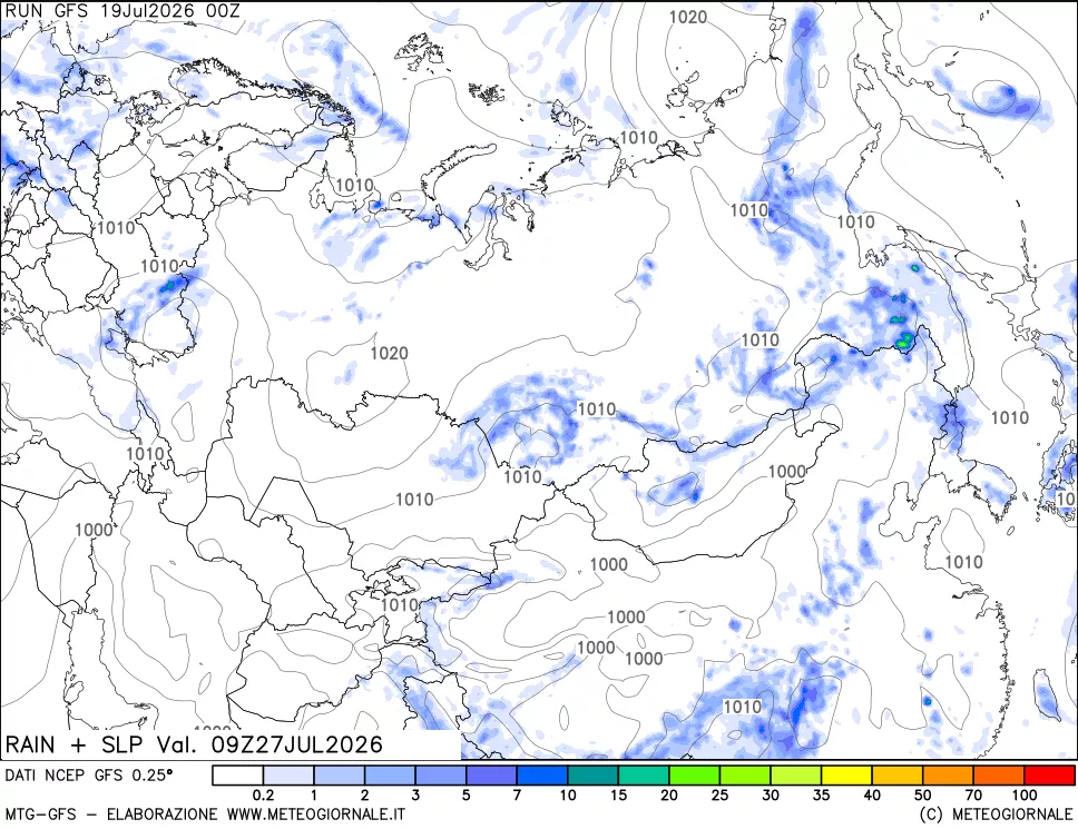 mappa Precipitazioni e pressione SLM