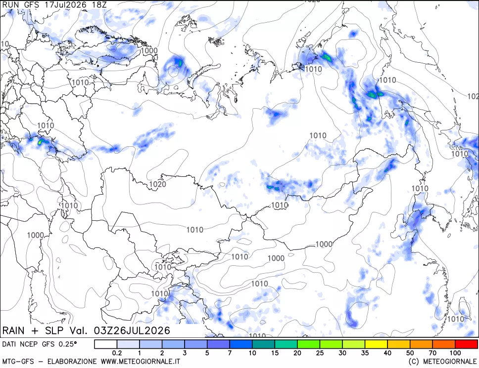 mappa Precipitazioni e pressione SLM