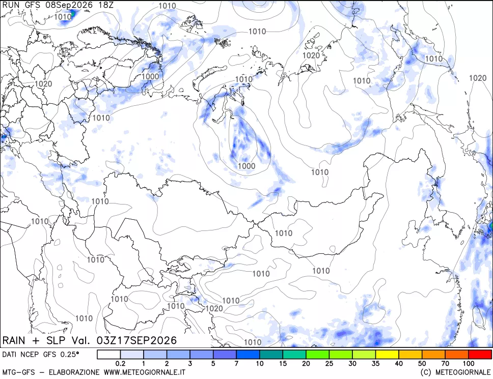 mappa Precipitazioni e pressione SLM
