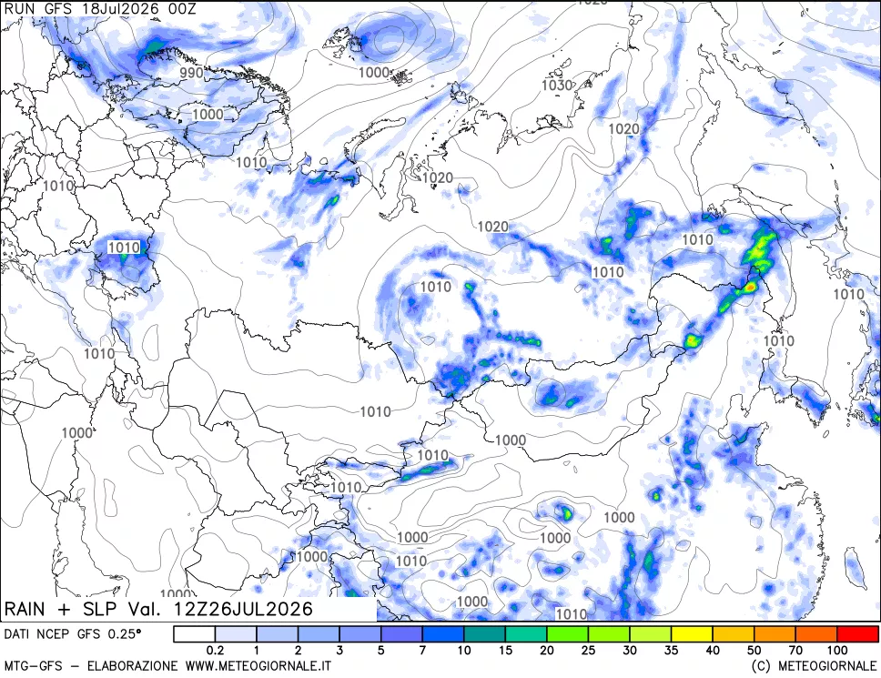 mappa Precipitazioni e pressione SLM