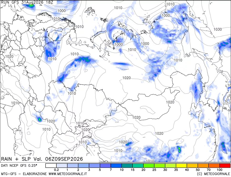 mappa Precipitazioni e pressione SLM