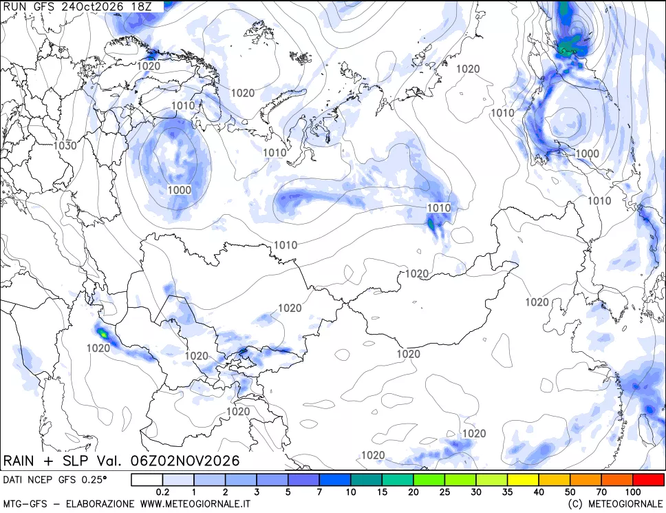 mappa Precipitazioni e pressione SLM
