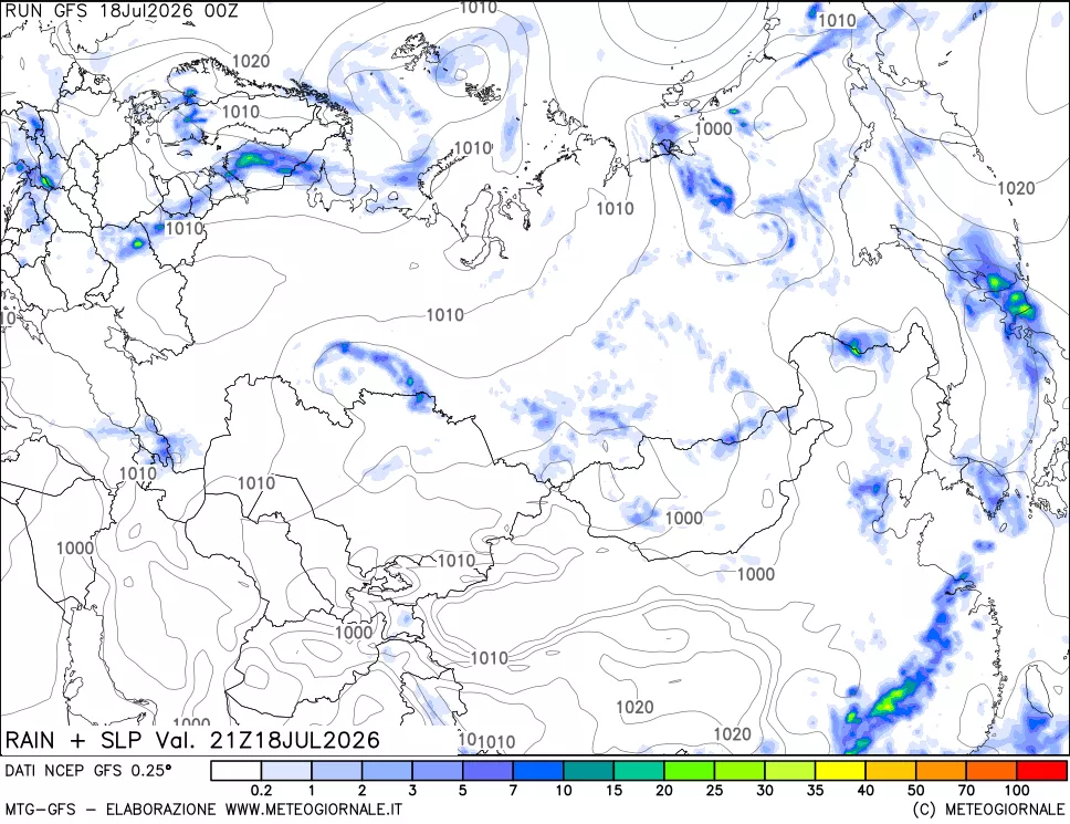 mappa Precipitazioni e pressione SLM