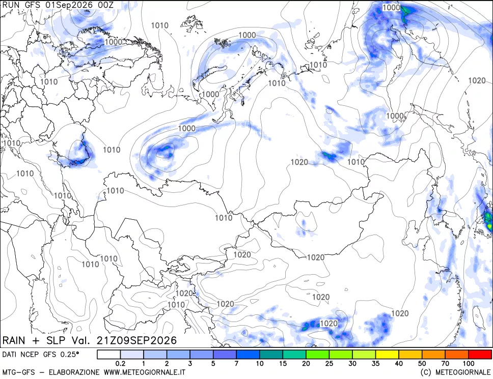 mappa Precipitazioni e pressione SLM