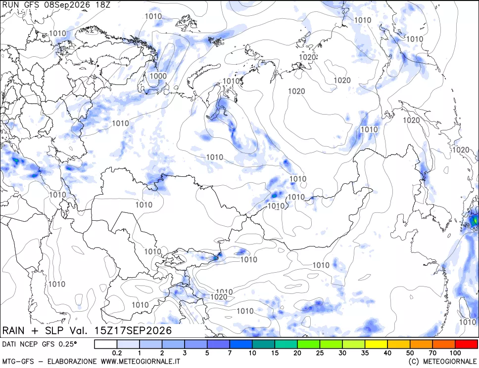 mappa Precipitazioni e pressione SLM