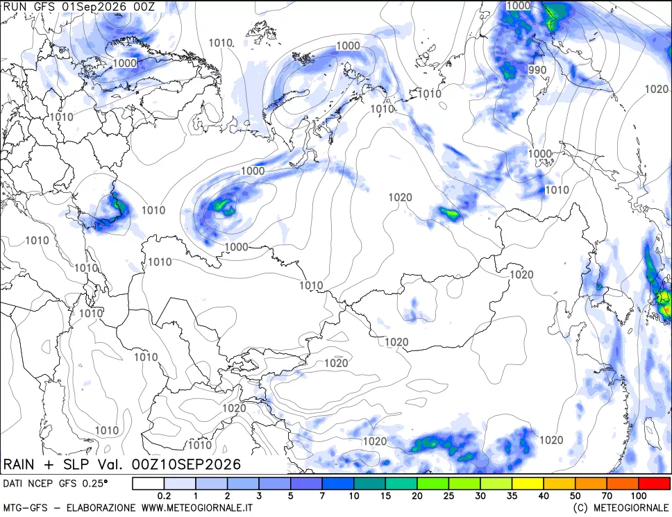 mappa Precipitazioni e pressione SLM