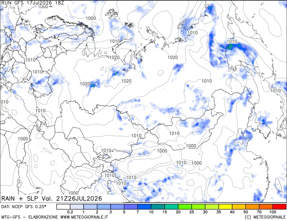 mappa Precipitazioni e pressione SLM