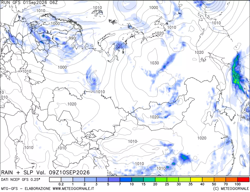 mappa Precipitazioni e pressione SLM