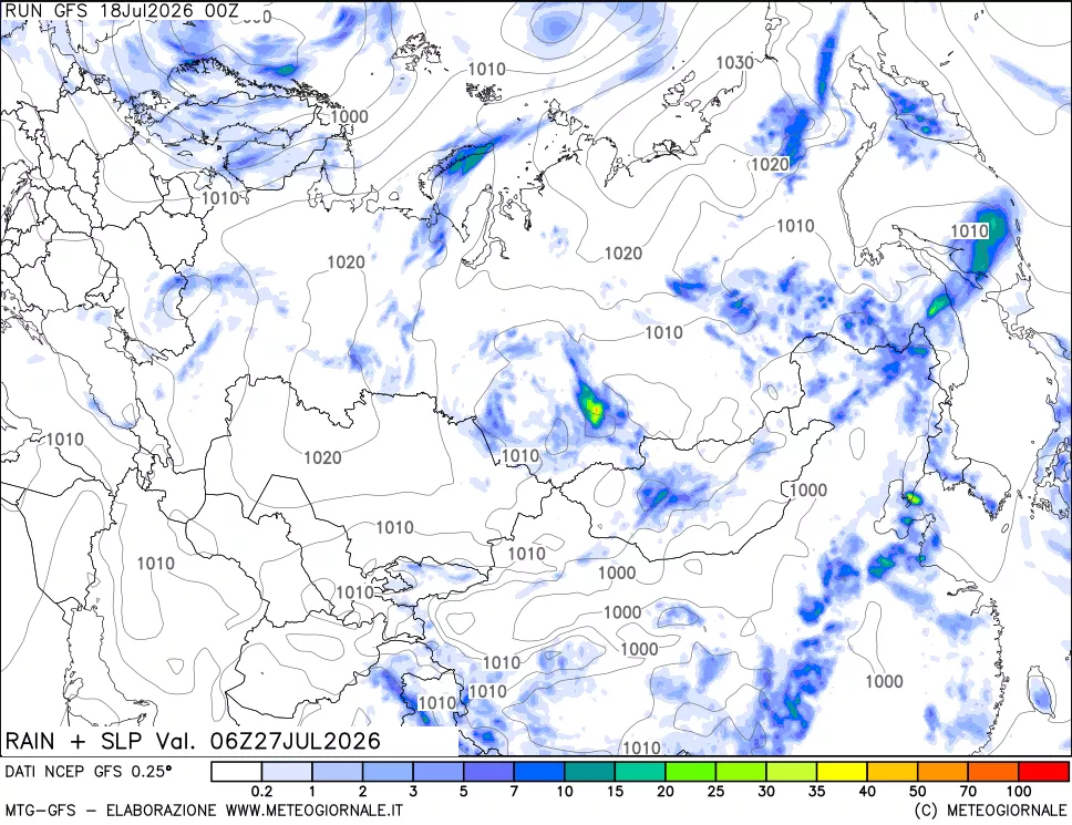 mappa Precipitazioni e pressione SLM