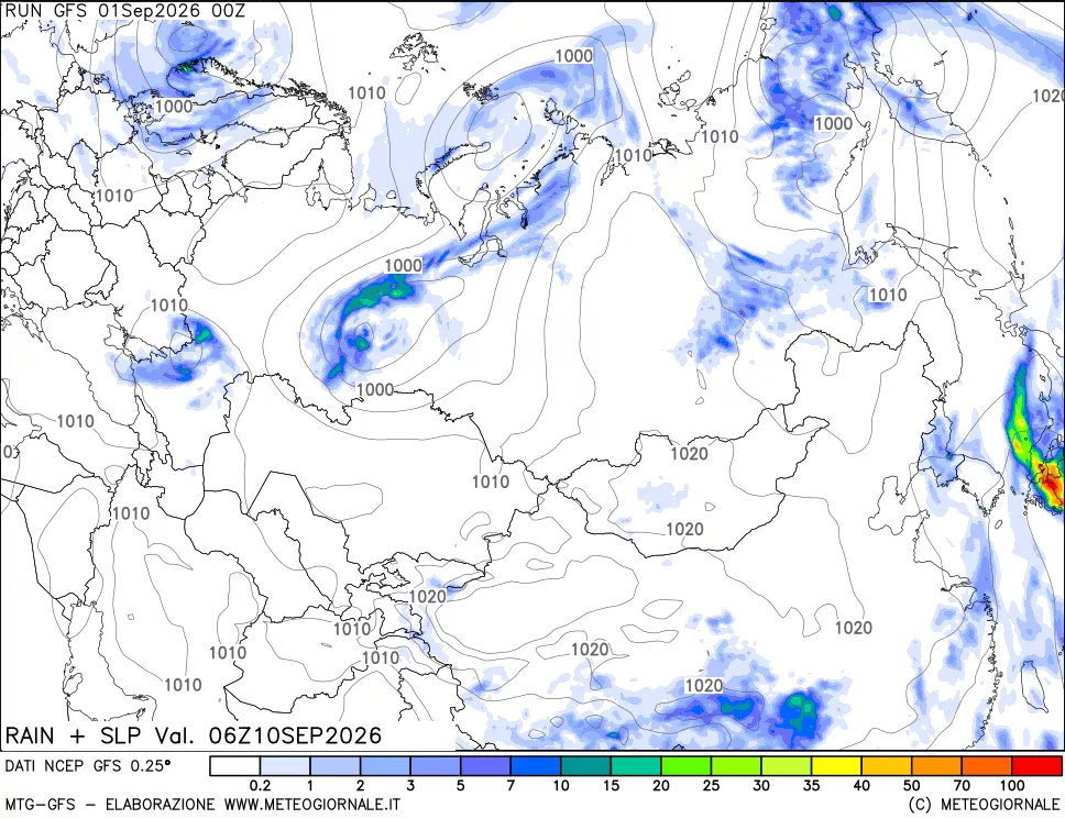 mappa Precipitazioni e pressione SLM